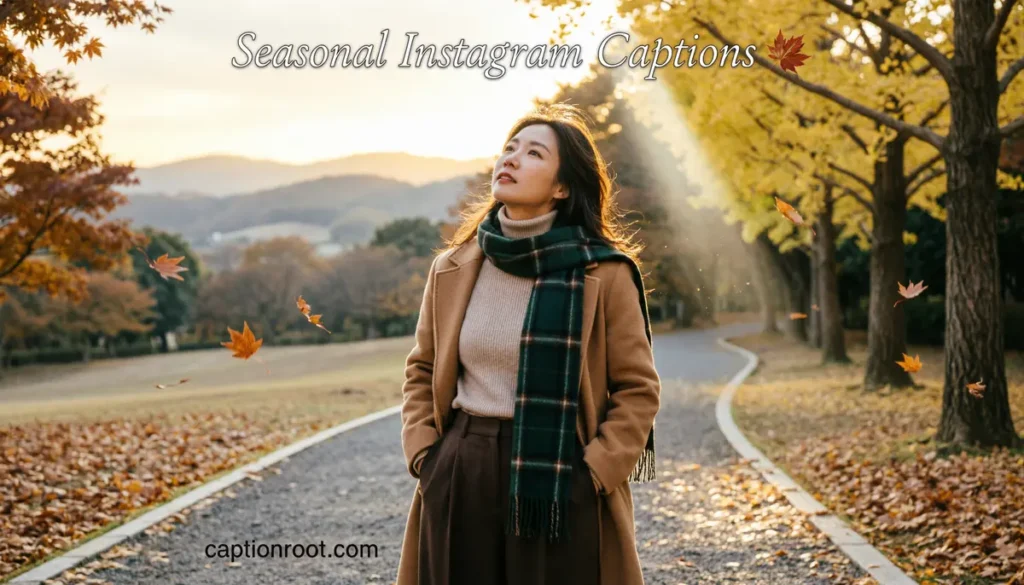 Person enjoying colorful autumn leaves in a peaceful park.