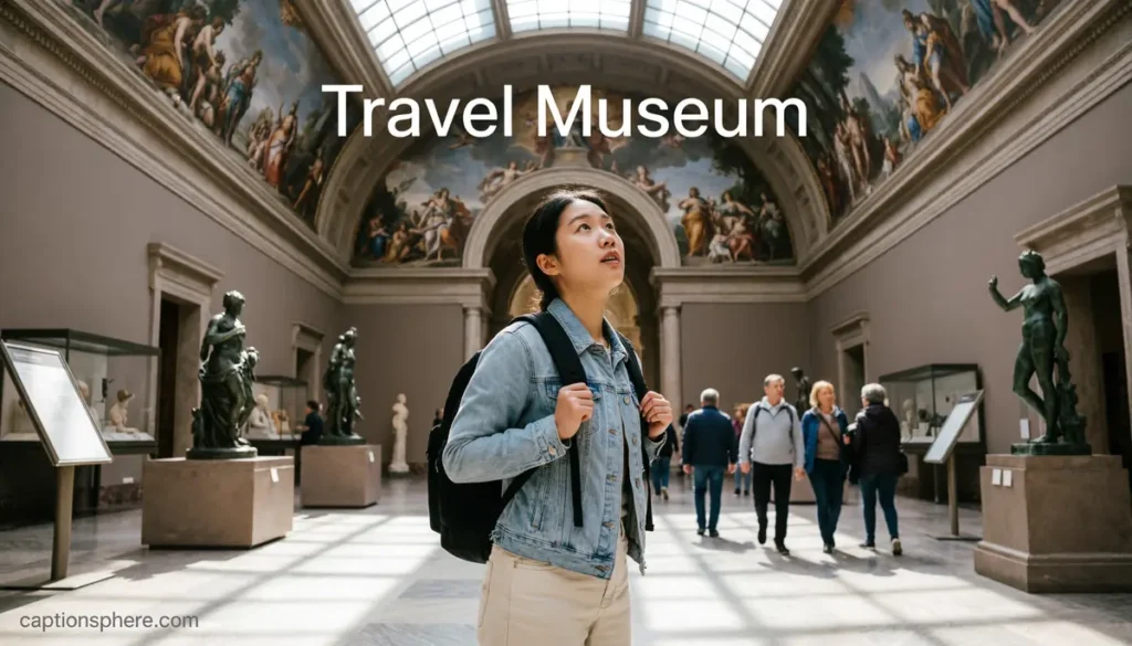 Traveler visiting a famous museum during vacation.
