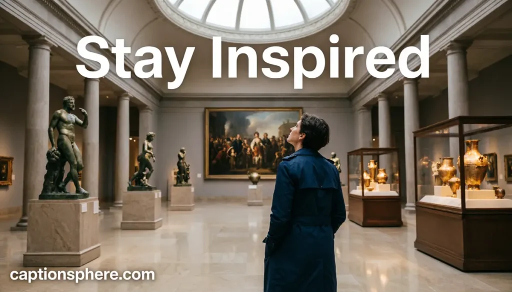 Visitor quietly reflecting inside a museum gallery.