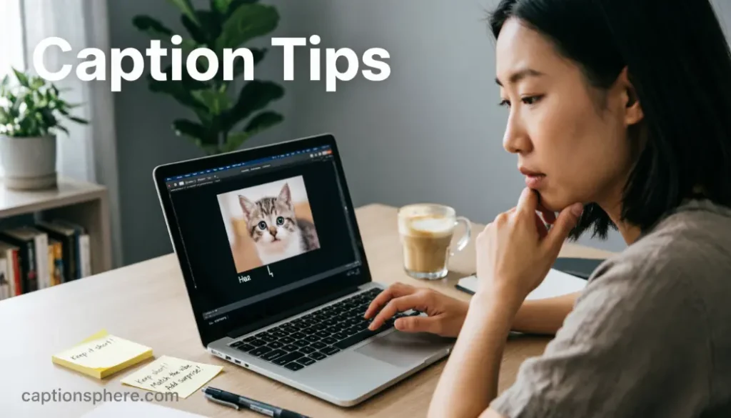 Person typing a short caption for a GIF.