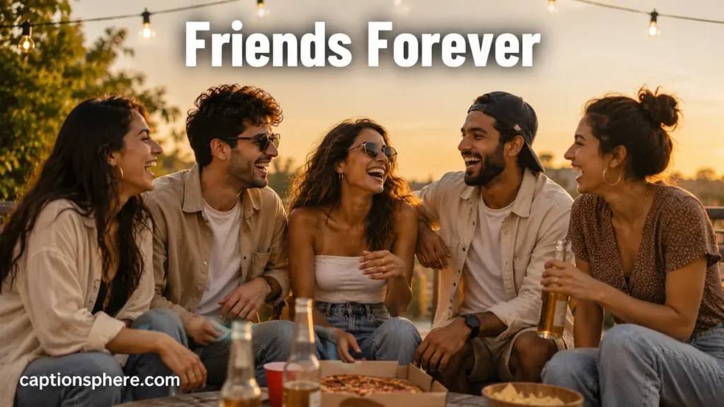 Group of friends laughing together during an outdoor gathering.