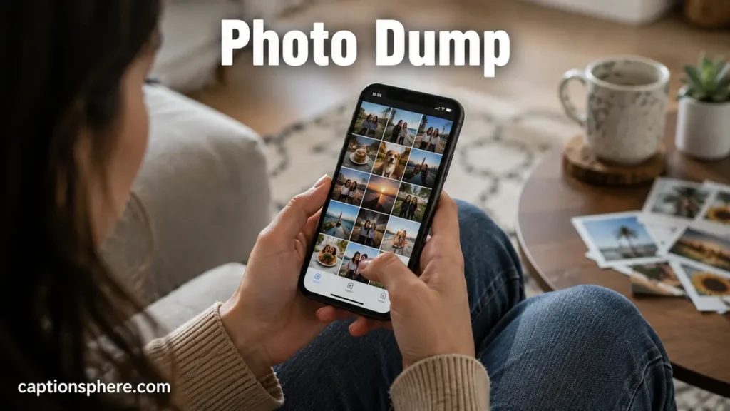 Person scrolling through a collection of casual smartphone photos.