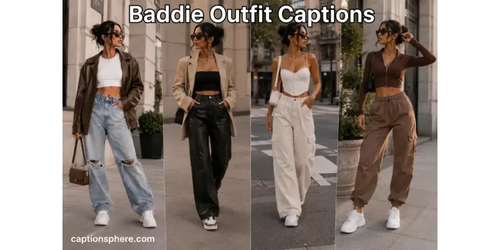 Stylish women showcasing trendy baddie outfits in a modern urban fashion collage.