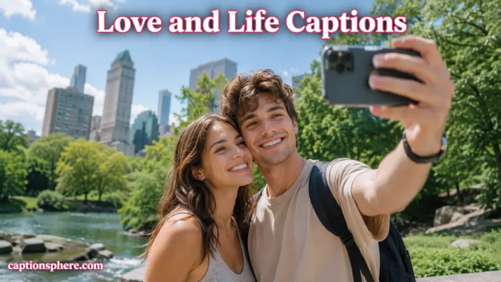 Young couple taking a cheerful selfie during a relaxed afternoon outdoors.