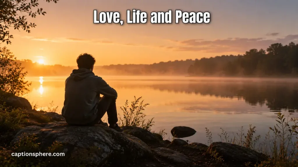 Person sitting peacefully beside calm water during a quiet sunrise.