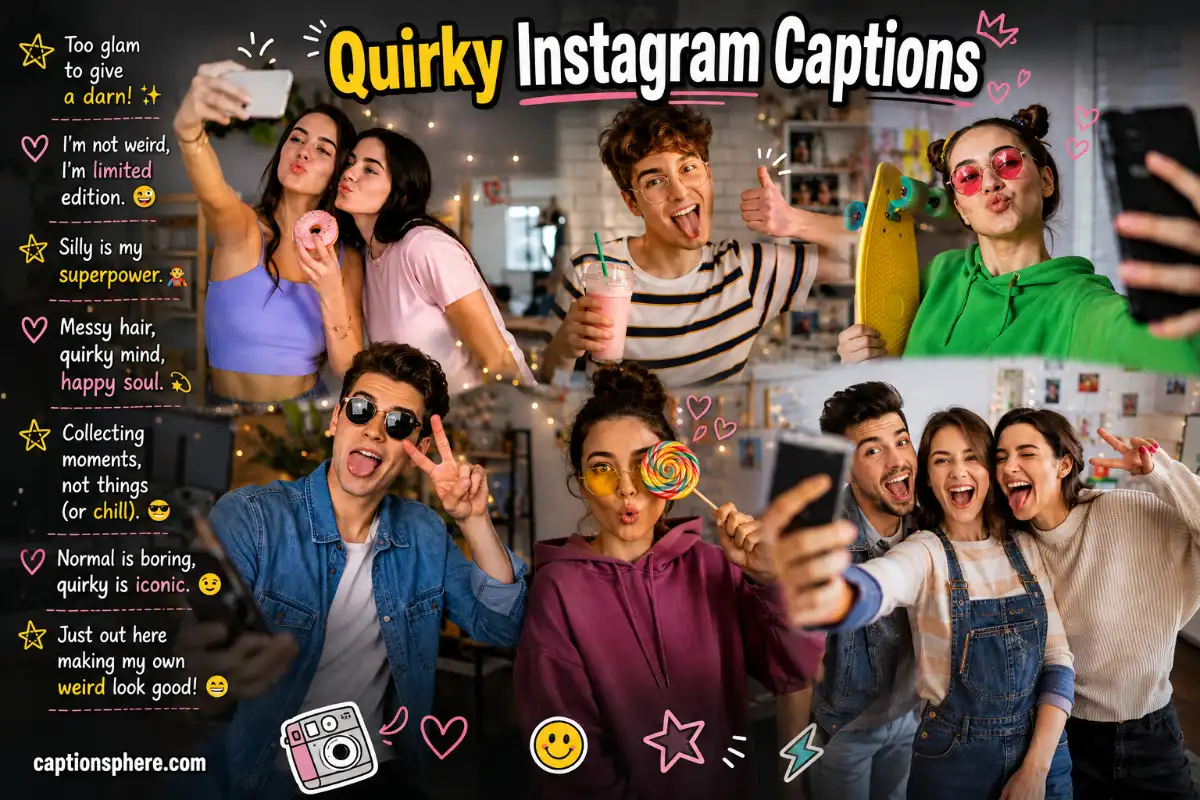 Friends taking playful photos with colorful props in a creative studio.