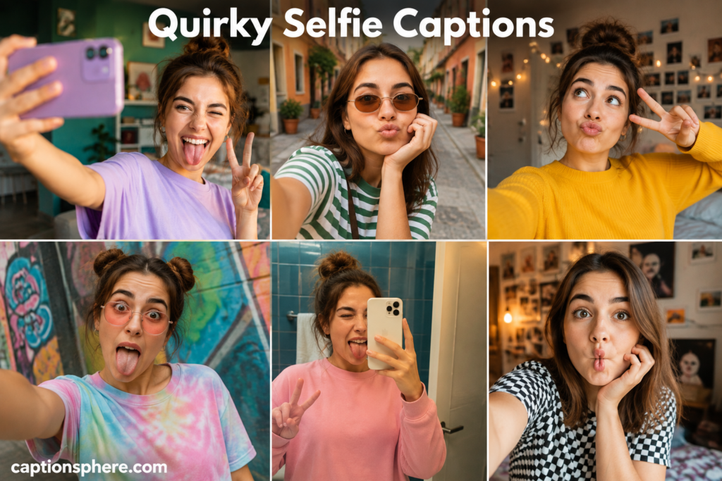 Young adult taking a playful selfie with an exaggerated expression indoors.