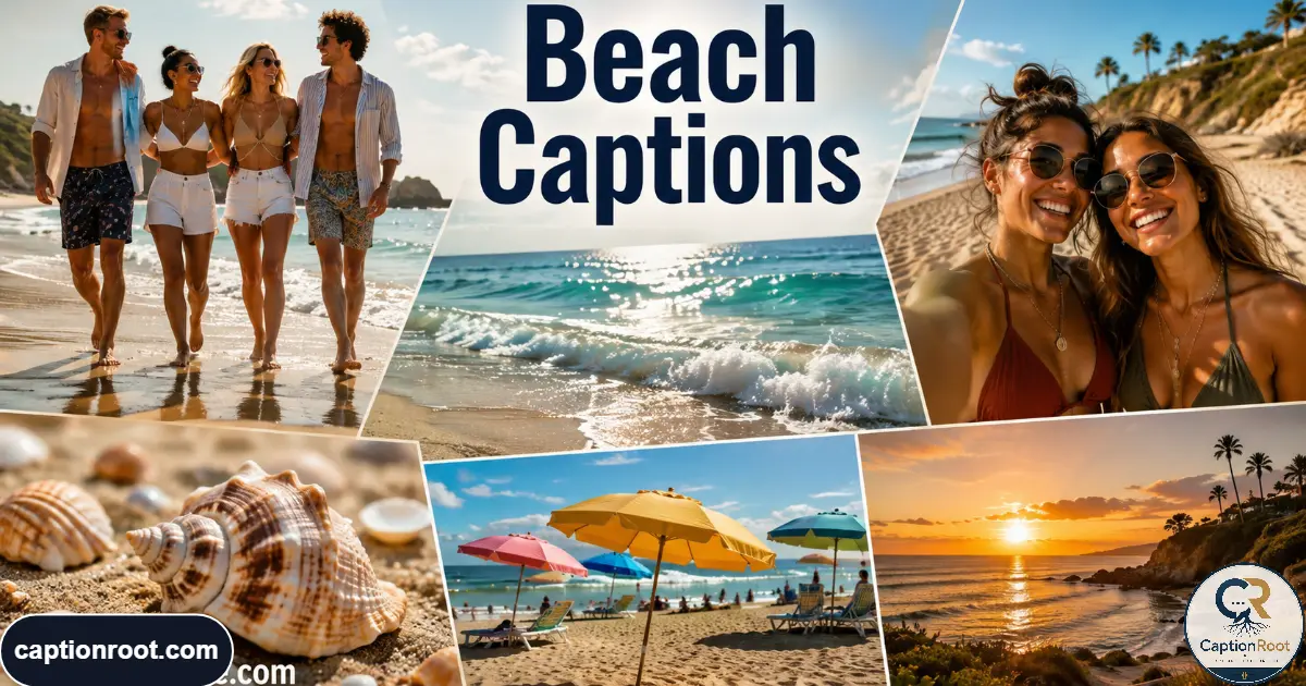 Friends enjoying swimming, sandy walks, selfies, and sunset moments beside the ocean.