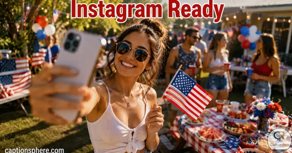 Person taking a festive Independence Day selfie outdoors.