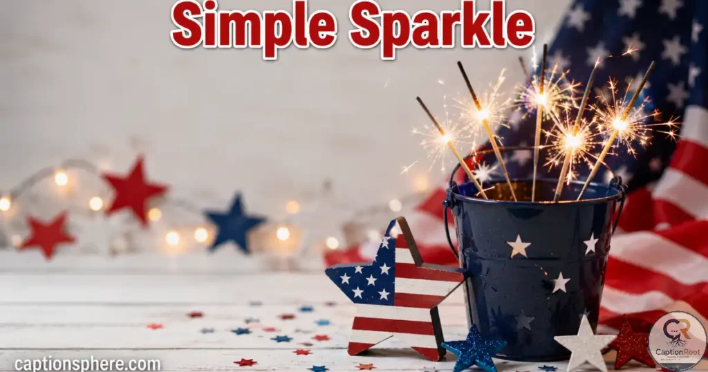 Minimal festive setup with American flag decorations and sparklers.