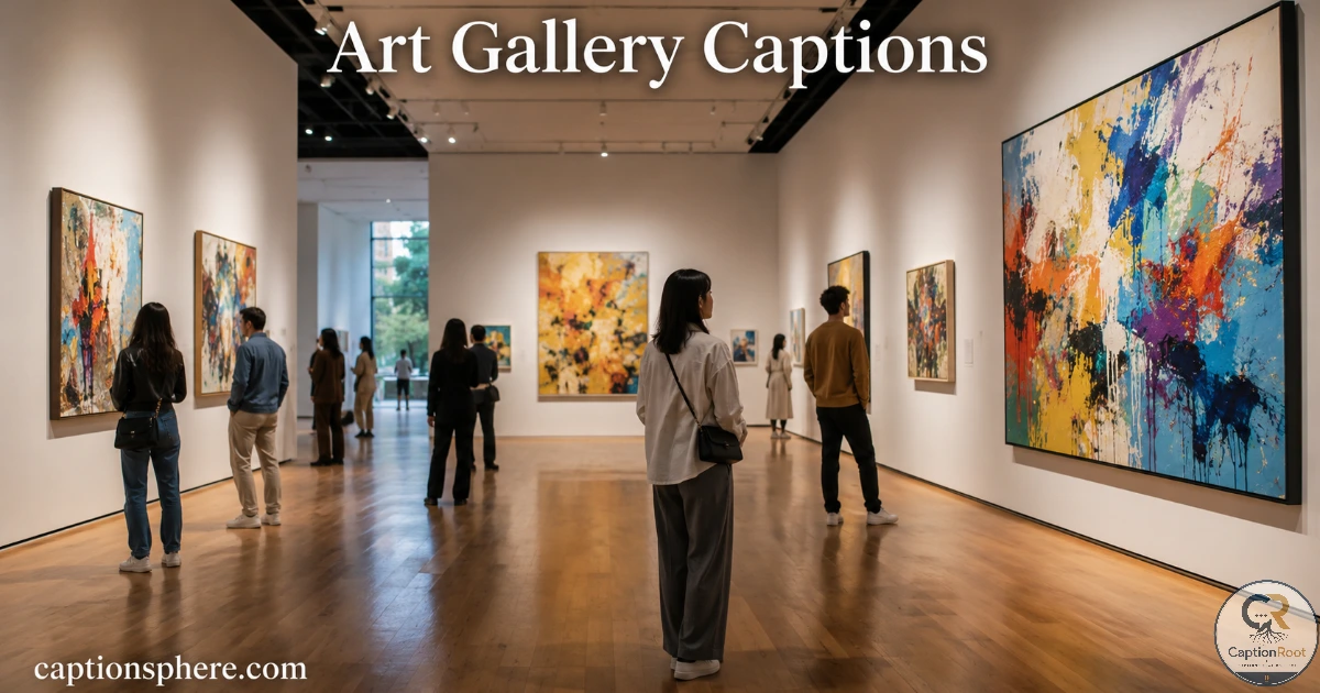 Visitors admiring colorful paintings inside a bright contemporary art gallery.