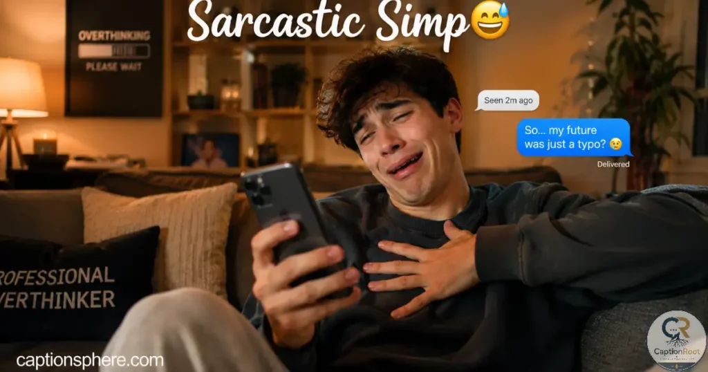 Young adult making a dramatic funny face while using a smartphone.