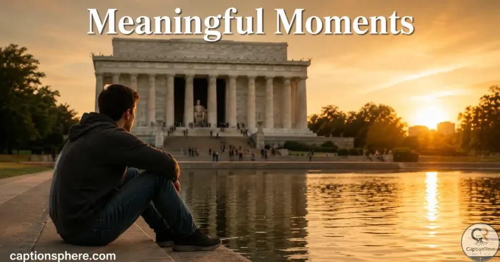 Person quietly reflecting beside a historic memorial.