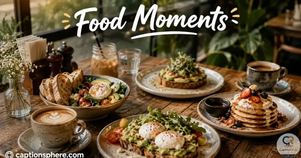 Fresh brunch served on a wooden café table.
