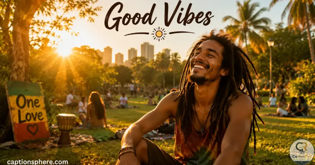 Smiling young adult enjoying warm golden sunlight in a park.