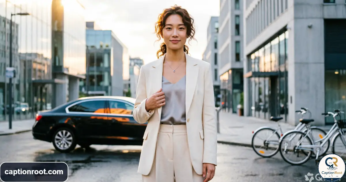 Confident young woman posing stylishly outdoors for a baddie Instagram photo