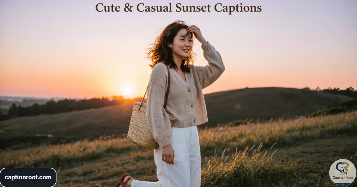 Young woman enjoying a soft sunset while relaxing outdoors in warm evening light