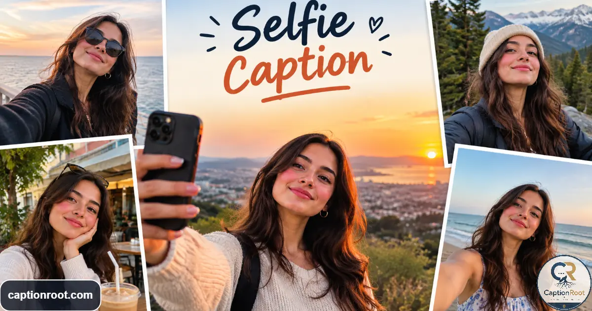 Young adult taking a natural selfie outdoors in warm evening light