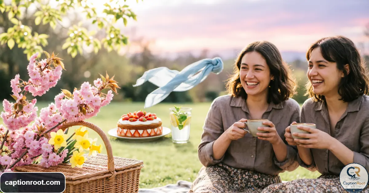 Spring photo collage featuring flowers, food, friends, outfits, and sunny outdoor moments