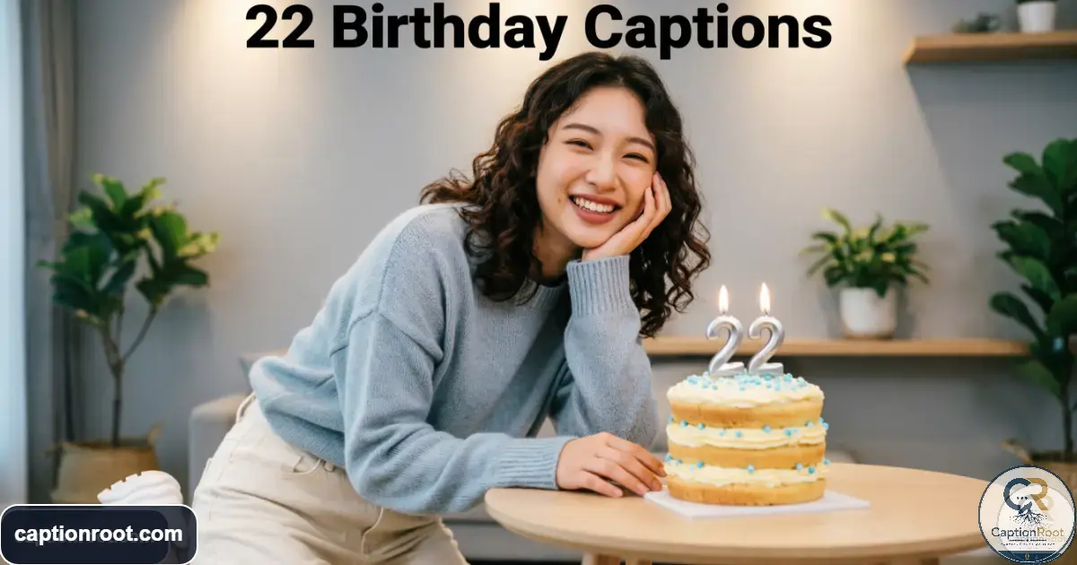 Young adult celebrating a 22nd birthday with cake and balloons