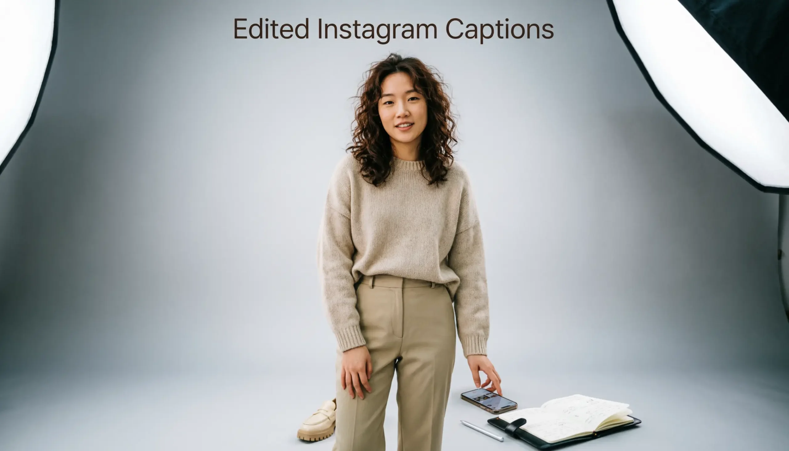 Young woman posing for an edited Instagram photo in a stylish modern setting