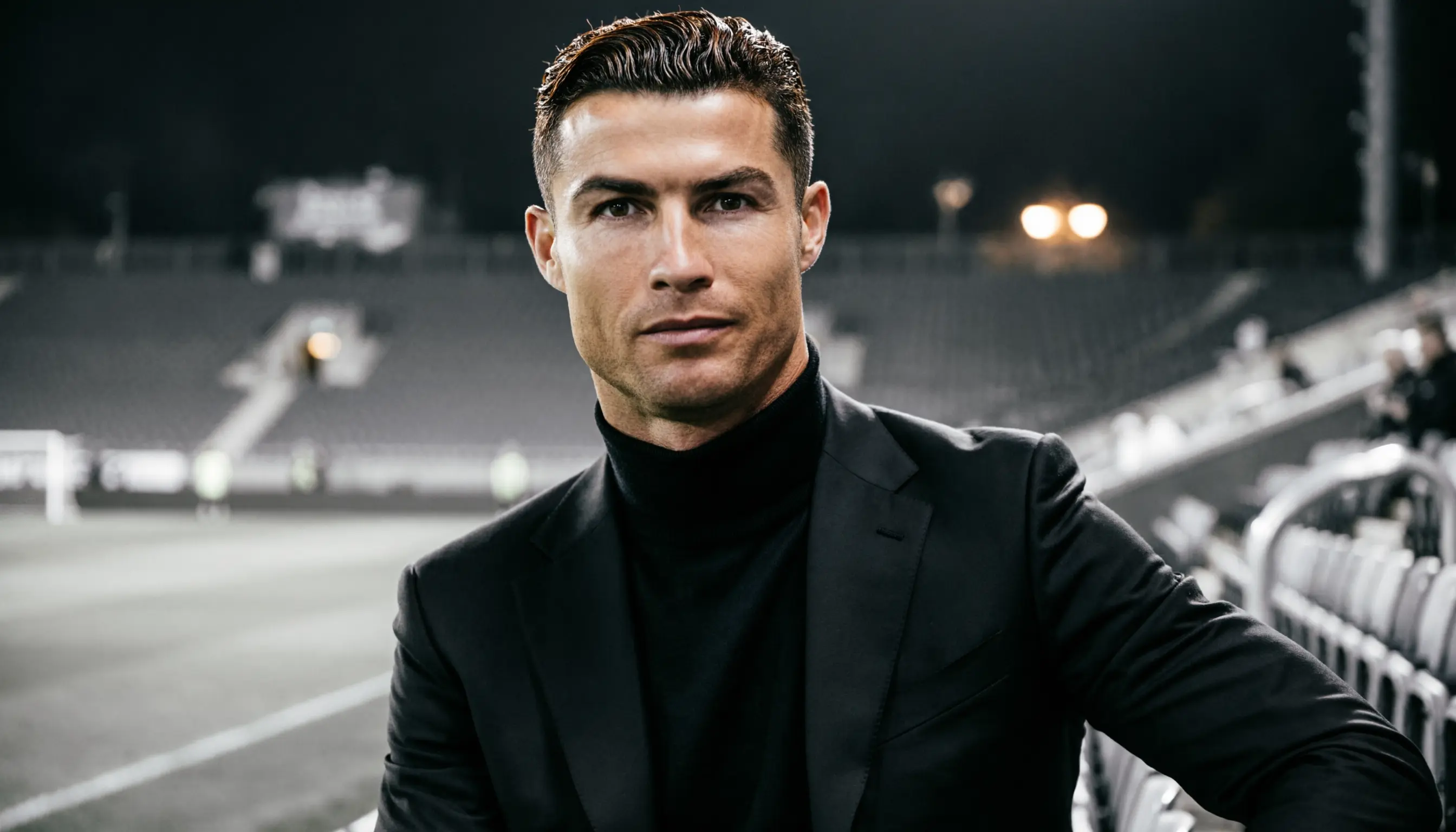 Stylish Cristiano Ronaldo inspired portrait with a refined cinematic football aesthetic