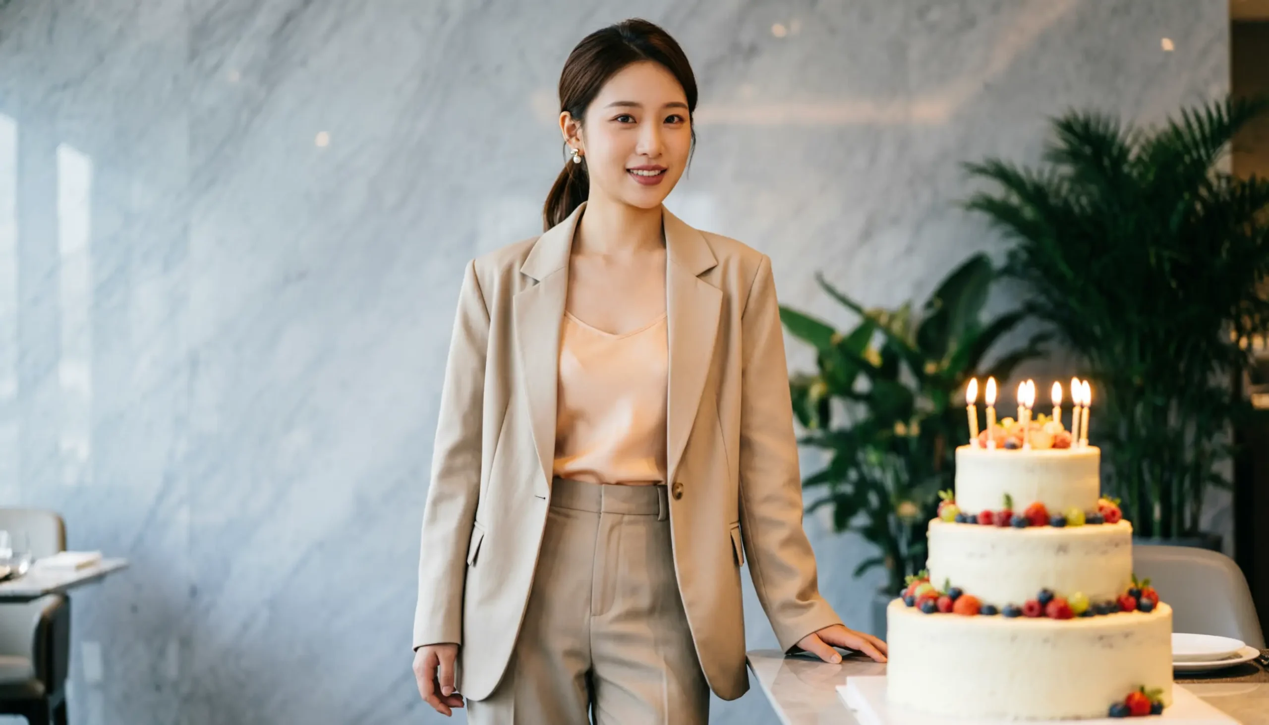 Young adult celebrating a 23rd birthday with cake and candles